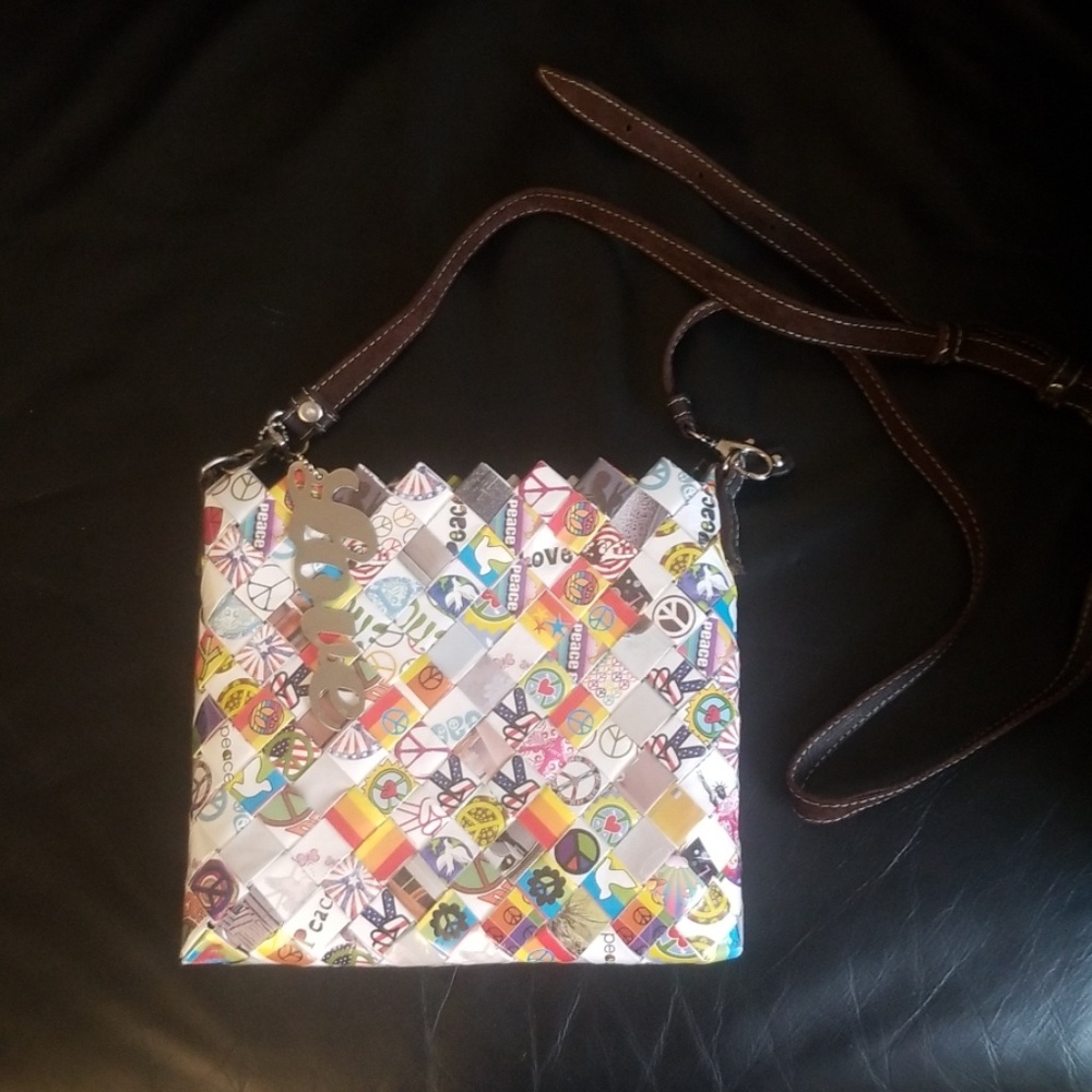 Peace & Love Candy Wrapper Style Purse